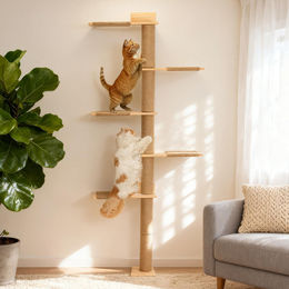 Dripio Katzenkletterturm zur Wandmontage aus Holz mit Sisal und 5 Ebenen – Bild 1 von 1