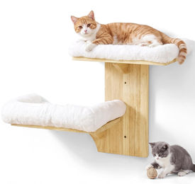 Dripio Katzenkletterwand aus Massivholz mit 2 Ebenen und Plüsch 40,6 cm – Bild 1 von 1