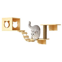 Produktbild von Dripio Katzenkletterwand-Set aus Kiefernholz mit Haus und 2 Plattformen