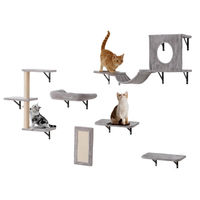 Produktbild von Dripio Katzenwandregal-Set 6-teilig mit Hängematte und Kratzgriff bis 18 kg