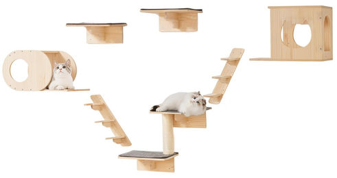 Dripio Katzenwandregal-Set aus Holz in Natur 7-teilig bis 18,14 kg – Bild 1 von 1