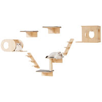 Produktbild von Dripio Katzenwandregal-Set aus Holz in Natur 7-teilig bis 18,14 kg