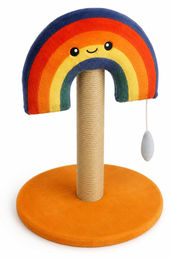 Dripio Kratzbaum auf Ständer mit Ballanhänger in Regenbogenfarben aus MDF – Bild 1 von 1