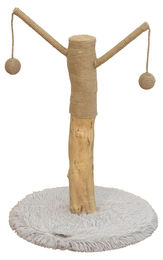 Dripio Kratzbaum aus echtem Baumstamm mit Holz, Plüsch und Sisal in Braun und Weiß 80x45x45 cm – Bild 1 von 1