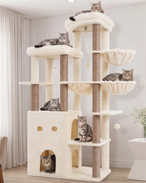 Dripio Kratzbaum aus Sisal und Plüsch in Beige mit 2 Ebenen und 177 cm Höhe – Bild 1 von 1