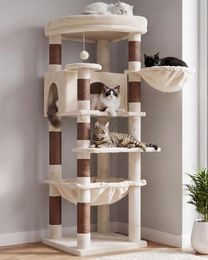 Dripio Kratzbaum Beige 135 cm mit 4 Ebenen und Sisal – Bild 1 von 1