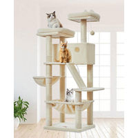 Produktbild von Dripio Kratzbaum beige mit 7 Kratzsäulen, 2 Plattformen und Höhle, 146 cm