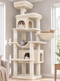 Dripio Kratzbaum Beige mit 8 Kratzpalen, 2 Grotten und 2 Plattformen, 178 cm – Bild 1 von 1
