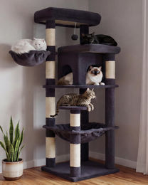 Dripio Kratzbaum für große Katzen in Rauchgrau mit 2 Ebenen und 142 cm Höhe – Bild 1 von 1
