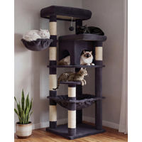 Produktbild von Dripio Kratzbaum für große Katzen in Rauchgrau mit 2 Ebenen und 142 cm Höhe