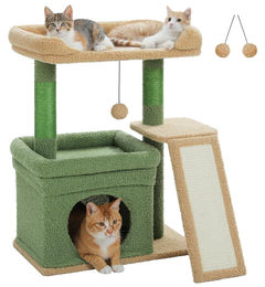 Dripio Kratzbaum für große Katzen mit 3 Ebenen aus Sisal in Grün – Bild 1 von 1