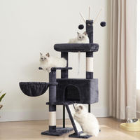 Produktbild von Dripio Kratzbaum für Katzen 125 cm in Rauchgrau mit Hängematte und Plüschbällen