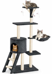 Dripio Kratzbaum für Katzen aus Sisal in Grau mit Hängematte 144 cm – Bild 1 von 1