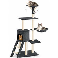 Produktbild von Dripio Kratzbaum für Katzen aus Sisal in Grau mit Hängematte 144 cm