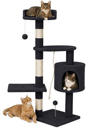 Dripio Kratzbaum für Katzen aus Sisal und Plüsch mit 3 Ebenen in Dunkelgrau 112x67x55 cm – Bild 1 von 1