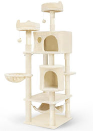 Dripio Kratzbaum für Katzen in Beige mit 2 Höhlen und 3 Plattformen 168 cm – Bild 1 von 1