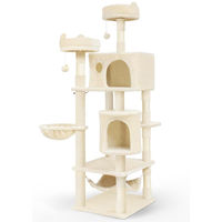 Produktbild von Dripio Kratzbaum für Katzen in Beige mit 2 Höhlen und 3 Plattformen 168 cm