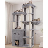 Produktbild von Dripio Kratzbaum für Katzen in Hellgrau mit 2 Ebenen und Spielzeug