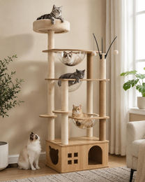 Dripio Kratzbaum für Katzen mit 13 Kratzsäulen, 5 Plattformen, 3 Kapseln und Höhle, 173 cm – Bild 1 von 1