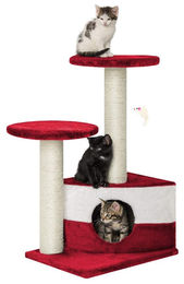 Dripio Kratzbaum für Katzen mit 3 Ebenen und Spielmaus in Rot, 71 cm – Bild 1 von 1