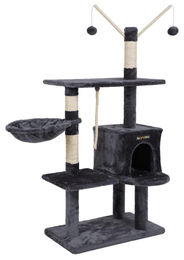 Dripio Kratzbaum für Katzen mit Höhle, Liegemulde und Spielsisal in Grau, 134 cm – Bild 1 von 1