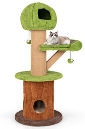 Dripio Kratzbaum für Katzen mit Höhle und Liegefläche aus Sisal braun/grün 60x60x148 cm – Bild 1 von 1