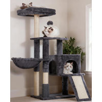 Produktbild von Dripio Kratzbaum für Katzen mit Katzenbürste, Hängematte und Kratzbrett in Rauchgrau