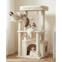 Produktbild von Dripio Kratzbaum für Katzen mit Katzenhöhle, Sisal-Stämmen und Plüschball in Beige