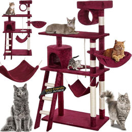 Dripio Kratzbaum für Katzen mit Plattformen aus Sisal und Plüsch in Rot 142 cm – Bild 1 von 1