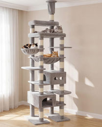 Dripio Kratzbaum Hellgrau mit Spielzeug 135 cm hoch – Bild 1 von 1