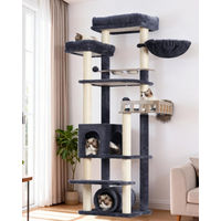 Produktbild von Dripio Kratzbaum mit Futterstation in Rauchgrau mit 11 Sisal-Kratzsäulen 167 cm