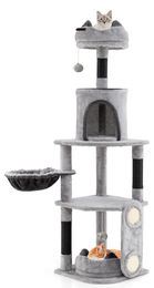 Dripio Kratzbaum mit Hängematte, Höhle und Plattformen aus Sisal in Grau 144 cm – Bild 1 von 1