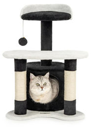 Dripio Kratzbaum mit Höhle und Plüschball aus Sisal in Schwarz/Weiß 65 cm – Bild 1 von 1
