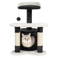 Produktbild von Dripio Kratzbaum mit Höhle und Plüschball aus Sisal in Schwarz/Weiß 65 cm