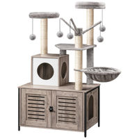 Produktbild von Dripio Kratzbaum mit integriertem Katzenklo 2-in-1 Grau Beige 60x48x150 cm
