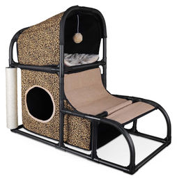 Dripio Kratzbaum mit Katzenhaus im Leopardenmuster 85x45x70 cm – Bild 1 von 1