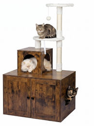 Dripio Kratzbaum mit Katzenklo-Schrank dunkelbraun 133x78x49 cm – Bild 1 von 1