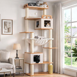Dripio Kratzbaum Walnuss mit 2 Höhlen, 2 Plattformen und Hängematte 193 cm – Bild 1 von 1