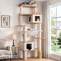 Produktbild von Dripio Kratzbaum Walnuss mit 2 Höhlen, 2 Plattformen und Hängematte 193 cm