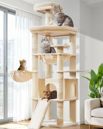 Dripio Kratzbaum XXL 183 cm in Beige mit 5 Kratzsäulen und großem Podest – Bild 1 von 1
