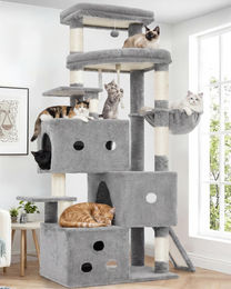 Dripio Kratzbaum XXL 188 cm für große Katzen in Hellgrau mit 3 Ebenen – Bild 1 von 1