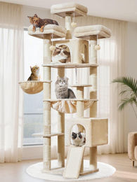 Dripio Kratzbaum XXL 193 cm mit 7 Kratzsäulen und 3 Plattformen in Beige – Bild 1 von 1
