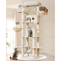 Produktbild von Dripio XXL Kratzbaum für große Katzen 193 cm mit 7 Säulen und 2 Höhlen in Beige