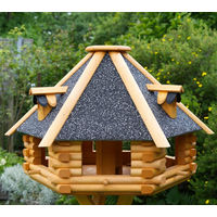 Produktbild von DSH DEKO SHOP HANNUSCH XXL Luxus Vogelhaus aus Holz in Braun mit Solarbeleuchtung oder Ständer