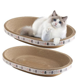 DSXH Kratzpappe für Katzen, 2er Set ovale Kratzschalen als Lounge Kratzbrett, 47x32 cm – Bild 1 von 4