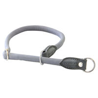 Produktbild von Dublin Grantite Zughalsband aus Leder mit Stop rundgenäht Grau 50 cm 10 mm