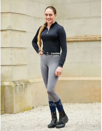 Dublin Performance Flex Knee Patch Reithose für Kinder mit Lederbesatz Grau Größe M – Bild 1 von 3
