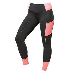 Dublin Power Performance Damen Reithose Farbblock Korallenrot Schwarz – Bild 1 von 8
