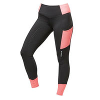 Produktbild von Dublin Power Performance Damen Reithose Farbblock Korallenrot Schwarz