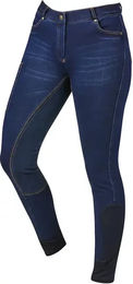 Dublin Shona Reithose Damen mit Full Grip und Volllederbesatz in Blue Denim/Navy Größe 32 – Bild 1 von 1